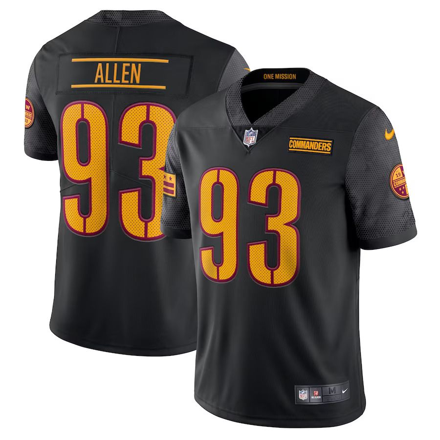 Men Washington Commanders 93 Jonathan Allen Nike Black Alternate Vapor Limited NFL Jersey